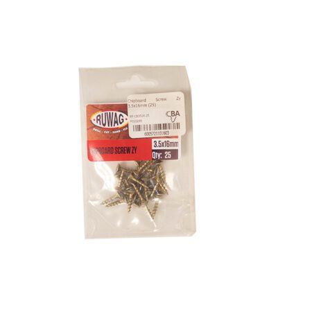 Ruwag Chipboard Screw - Zinc Yellow - 3.5 x 16mm - 25 Qty