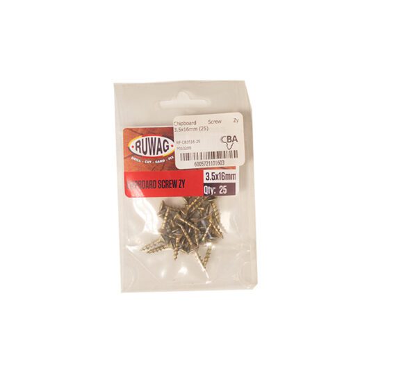 Ruwag Chipboard Screw - Zinc Yellow - 3.5 x 16mm - 25 Qty