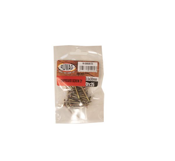 Ruwag Chipboard Screw - Zinc Yellow - 3.5 x 30mm - 25 Qty