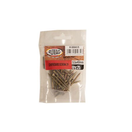 Ruwag Chipboard Screw - Zinc Yellow - 3.5 x 40mm - 25 Qty