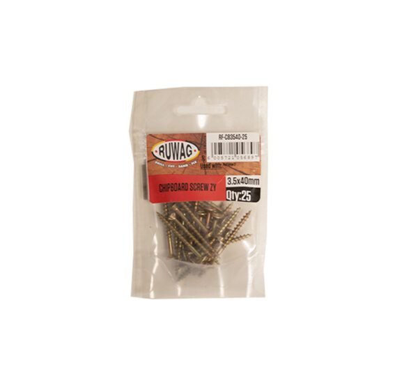 Ruwag Chipboard Screw - Zinc Yellow - 3.5 x 40mm - 25 Qty