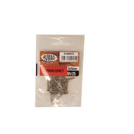 Ruwag Chipboard Screw - Zinc Yellow - 3 x 20mm - 25 Qty