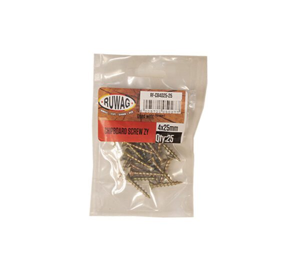 Ruwag Chipboard Screw - Zinc Yellow - 4 x 25mm - 25 Qty