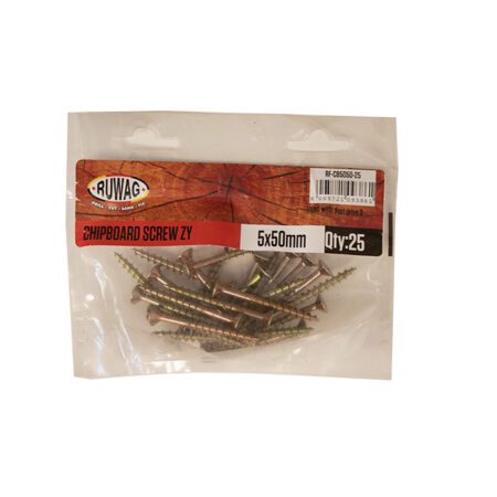 Ruwag Chipboard Screw - Zinc Yellow - 5 x 50mm - 25 Qty