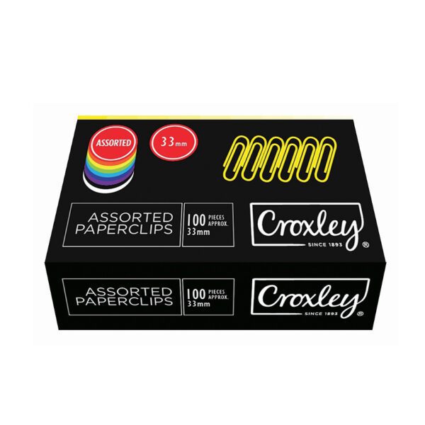 Croxley 33mm Paper Clips Assorted 100'S