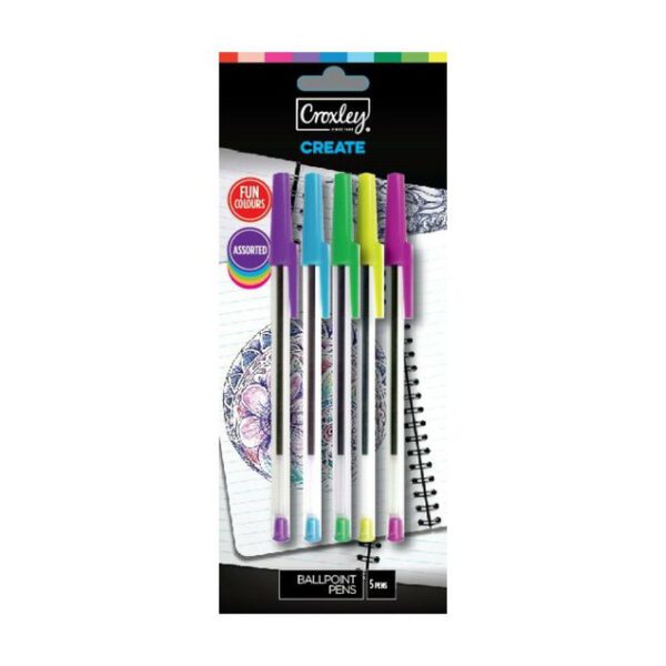 Croxley Ball Pen Fun Assorted 5'S