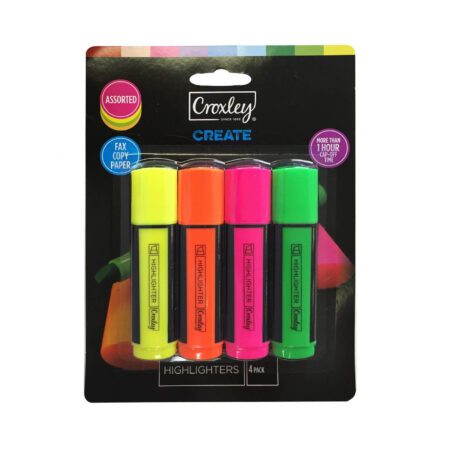 Croxley Highlighters 4'S Assorted Carded