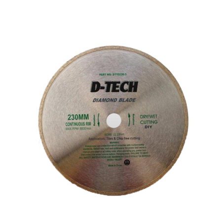 D-Tech Diamond Blade Continuous Rim 230 X 22.23mm Tile