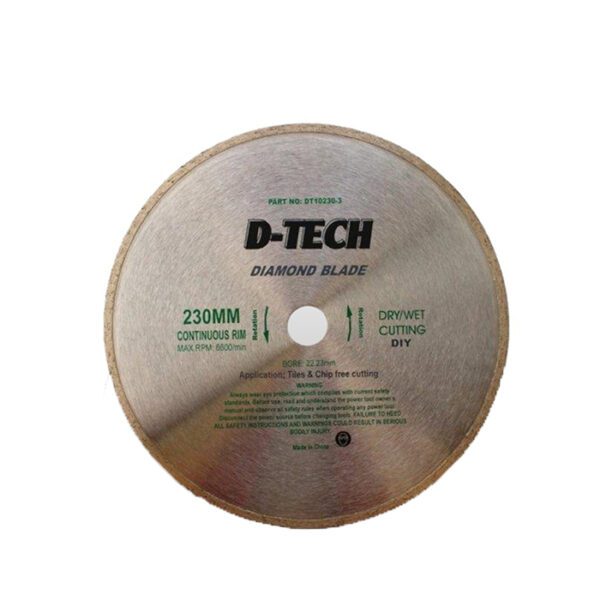 D-Tech Diamond Blade Continuous Rim 230 X 22.23mm Tile