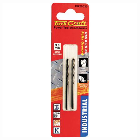 Tork Craft Drill Bit High Speed Steel Standard 3.0mm - 2 Qty - Carded