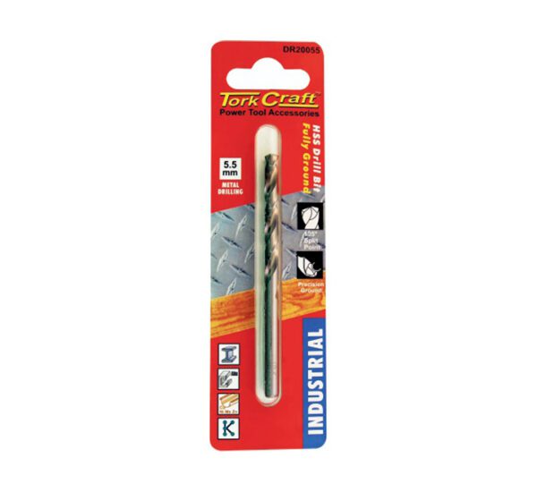Tork Craft Drill Bit High Speed Steel Industrial 5.5mm 135 Degrees - 1 Qty - Carded