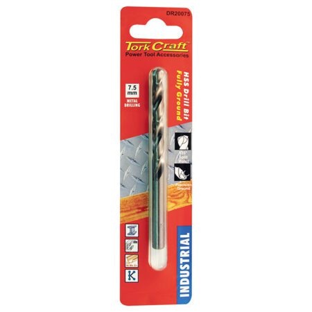 Tork Craft Drill Bit High Speed Steel Industrial 7.5mm 135 Degrees - 1 Qty - Carded