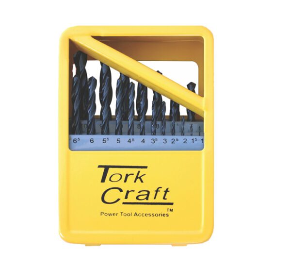 Tork Craft Drill Bit Set 19 Piece Roll Forged Metal Case