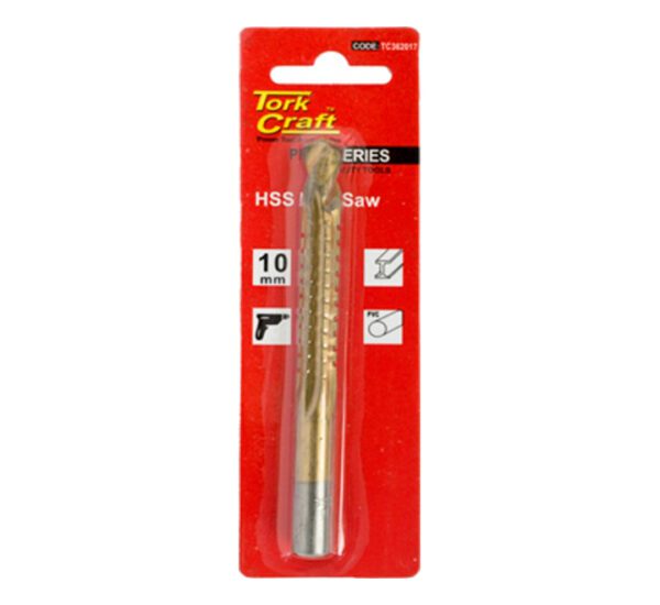Tork Craft Drill Saw 10mm Tin Coated Carded