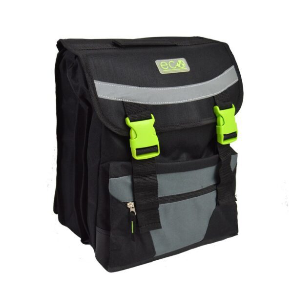 Eco Backpack - 3 Division - Fabric Divisions -  Black