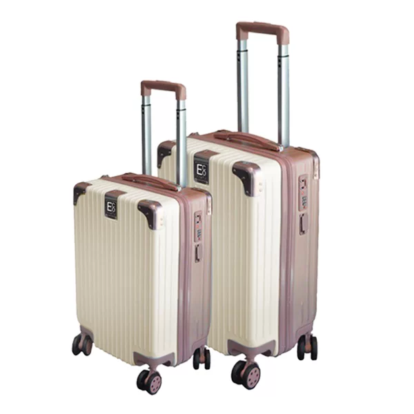 Eco Berlin 2 Piece Luggage Set- Beige With Red Trimm