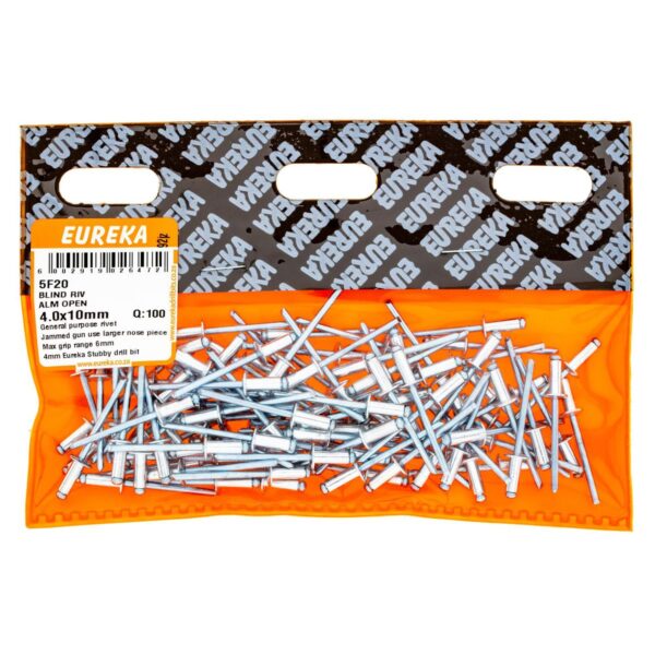 Eureka Blind  Rivet Alluminium Open 4.0X10mm  - 100 Qty