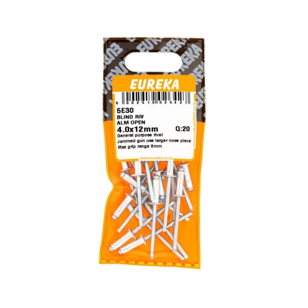 Eureka Blind  Rivet Alluminium Open 4.0X12mm  - 20 Qty