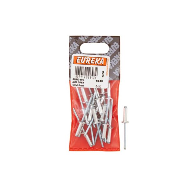 Eureka Blind  Rivet Alluminium Open 4.0X15mm  - 20 Qty