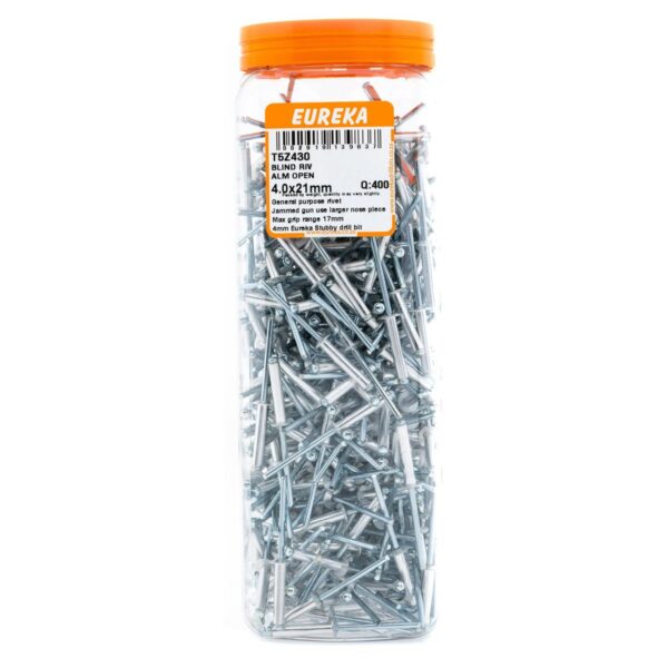 Eureka Blind  Rivet Alluminium Open 4.0X21mm  - 400 Qty