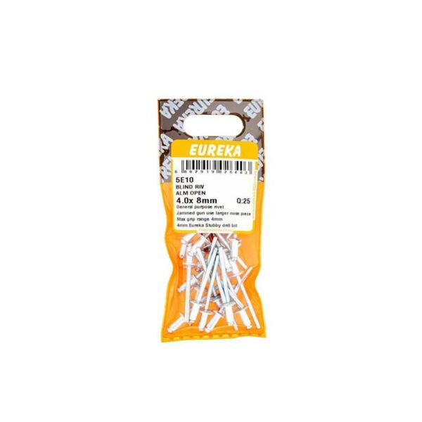 Eureka Blind  Rivet Alluminium Open 4.0X8mm  - 25 Qty