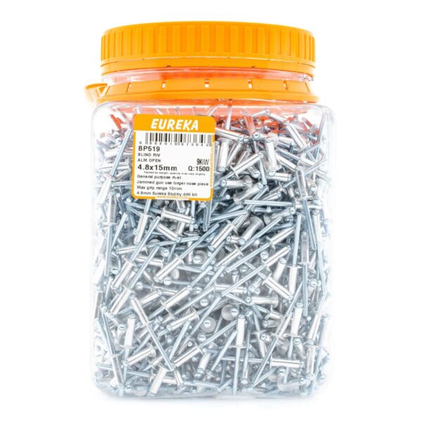 Eureka Blind Rivets - Alluminium Open - 4.8 x 15mm - 1500 Qty