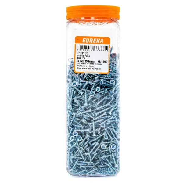 Eureka Chipboard - Full Thread Zinc Plated - 3.5 x 20mm - 1500 Qty