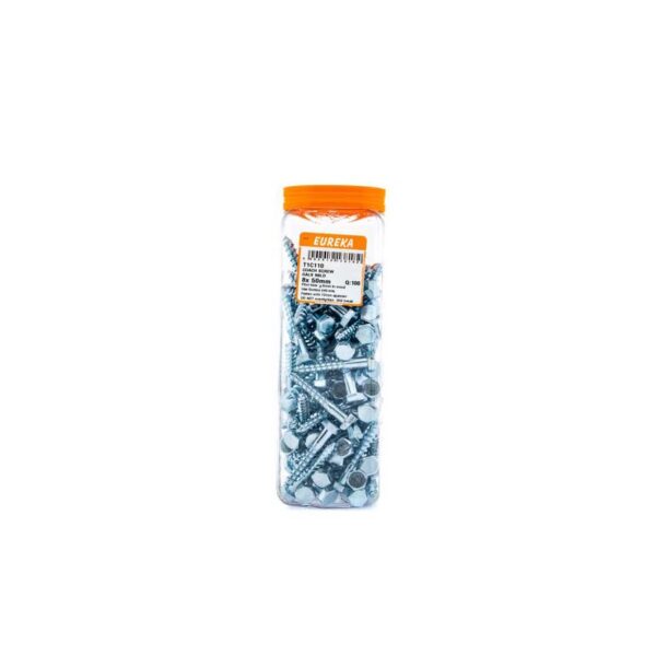 Eureka Coach Screw - Galvanised - Mild - 8  x  50mm - 100 Qty