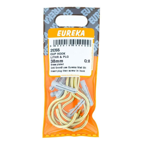 Eureka Cup Hook - "L" - Thread & Plug  - 38mm - 8 Qty