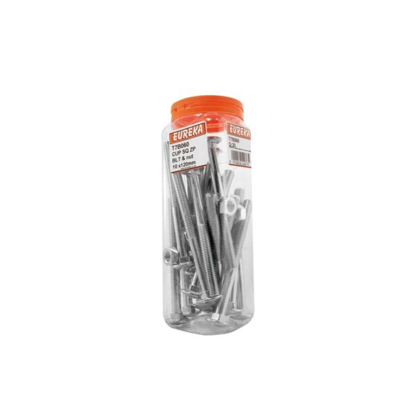 Eureka Cup Square Zinc Plated Bolt & Nut - 10   x  120mm - 20 Qty