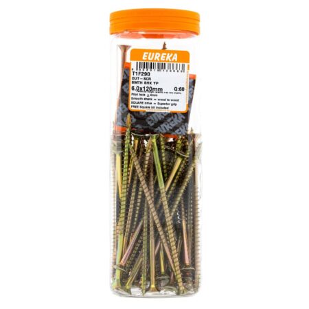 Eureka  Cut-Screw - Smooth Shank - Yellow Passivated - 6.0  x  120mm - 60 Qty