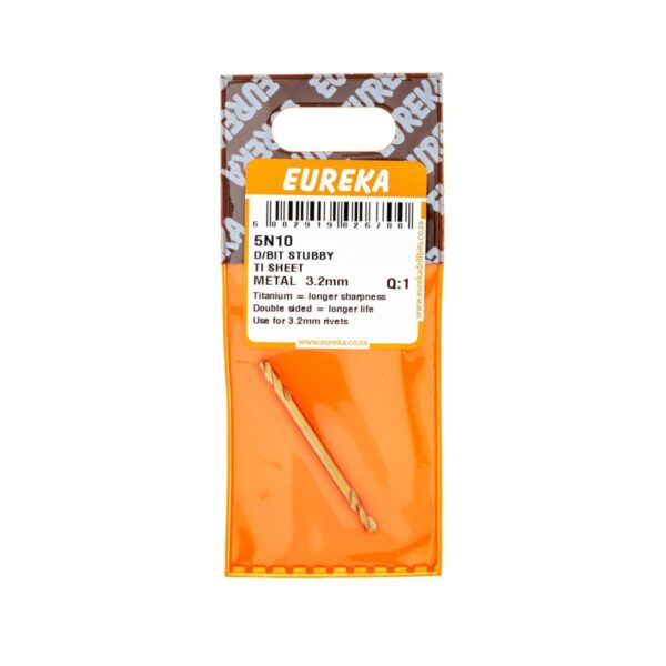 Eureka Drill Bit Stubby Titanium Sheet Metal 3.2mm - 1 Qty
