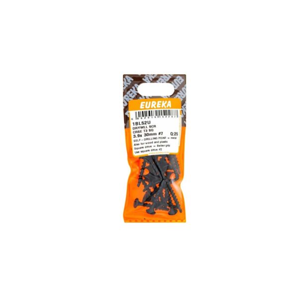 Eureka Drywll Screw - Coarse - T3 - Square - 3.9  x  30mm #7- 25 Qty