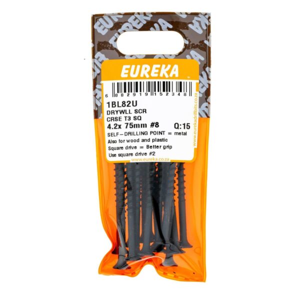 Eureka Drywll Screw - Coarse - T3 - Square - 4.2  x  75mm #8- 15 Qty