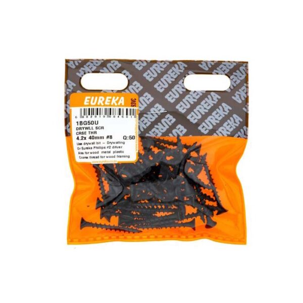 Eureka Drywll Screw -  Coarse Thread -  4.2  x  40mm #8- 50 Qty