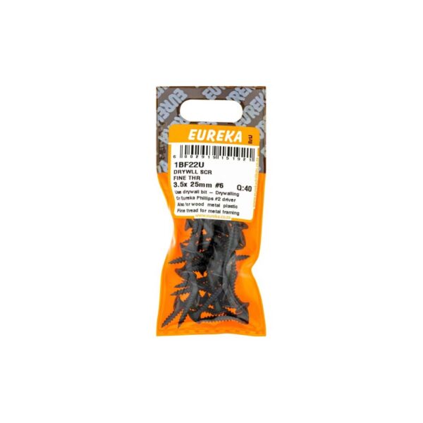 Eureka Drywll Screw - Fine Thread - 3.5  x  25mm #6- 40 Qty