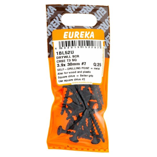 Eureka Drywll Screw - Fine Thread - 3.9  x  30mm #7- 25 Qty