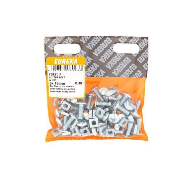 Eureka Gutter Bolt & Nut - 6  x  16mm - 40 Qty