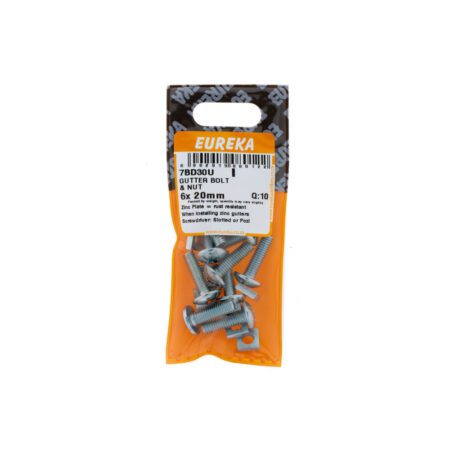 Eureka Gutter Bolt & Nut - 6  x  20mm - 10 Qty