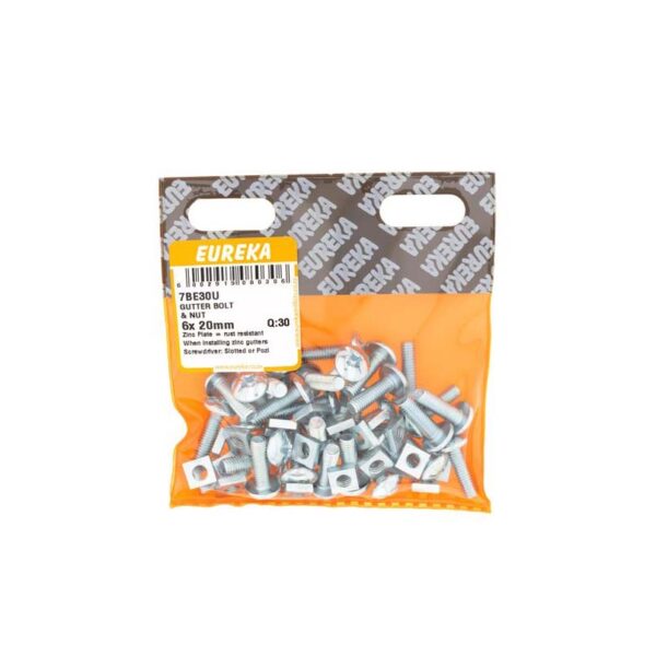 Eureka Gutter Bolt & Nut - 6  x  20mm - 30 Qty