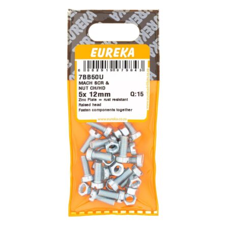 Eureka Machine Screw & Nut Cheesehead - 5 x 12mm - 15 Qty