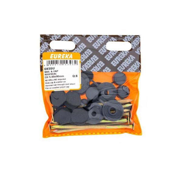 Eureka Nail & Cap Roofseal - Charcoal - 5.00 x 90mm - 8 Qty