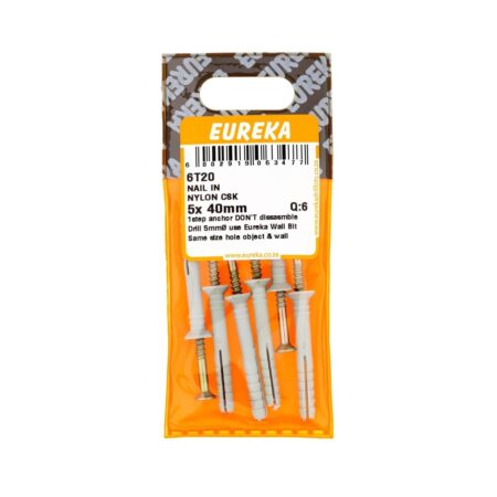 Eureka Nail In Nylon - Countersank - 5 x 40mm - 6 Qty