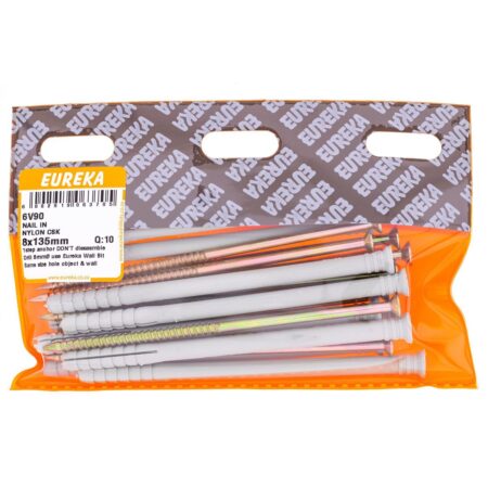 Eureka Nail In Nylon - Countersank - 8 x 135mm - 10 Qty