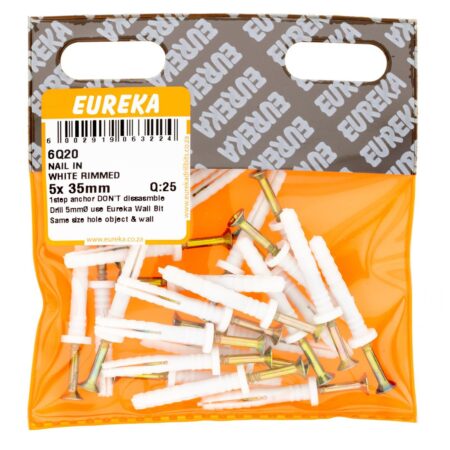 Eureka Nail In White Rimmed - 5 x 35mm  - 25 Qty