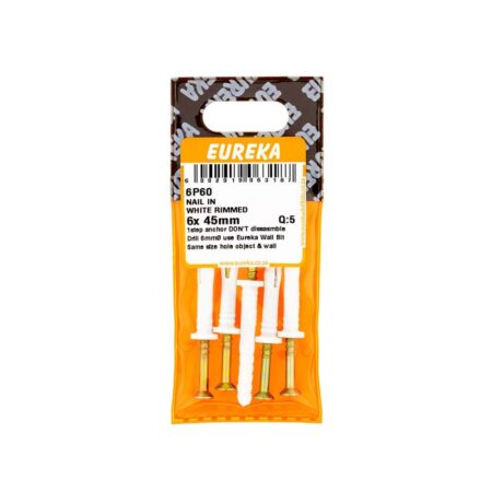 Eureka Nail In White Rimmed - 6 x 45mm  - 5 Qty