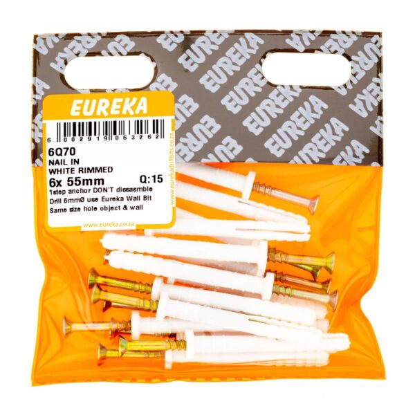 Eureka Nail In White Rimmed - 6 x 55mm  - 15 Qty