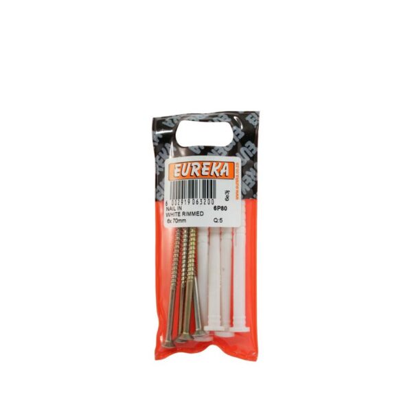 Eureka Nail In White Rimmed - 6 x 70mm  - 5 Qty