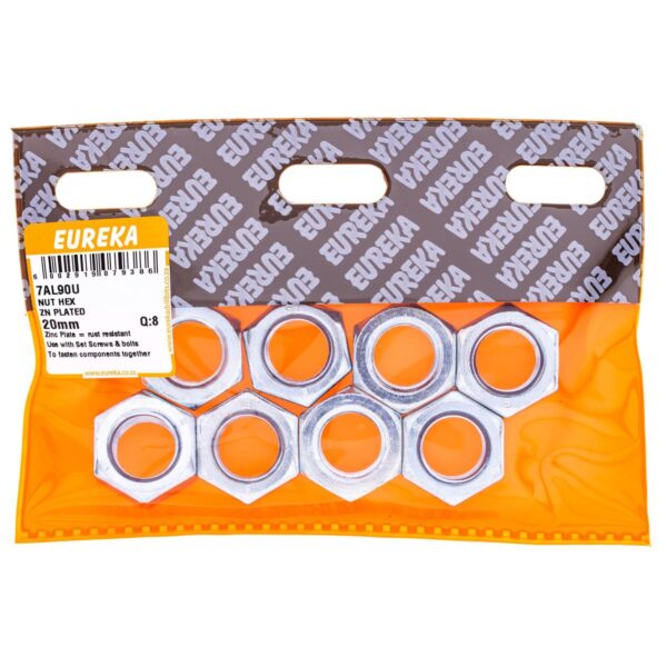 Eureka Nut Hex - Zinc Plated - 20mm - 8 Qty