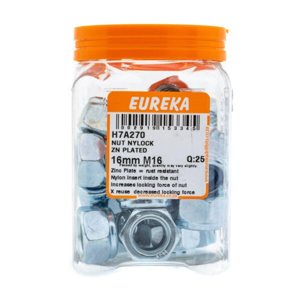 Eureka Nut Nylock - Zinc Plated - 16mm -16- 2 Qty5